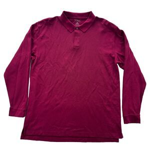 L.L.Bean Long Sleeve Polo Shirt Mens XL Tall Burgundy Red Cotton Traditional Fit